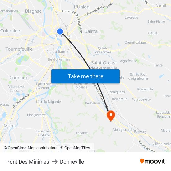 Pont Des Minimes to Donneville map