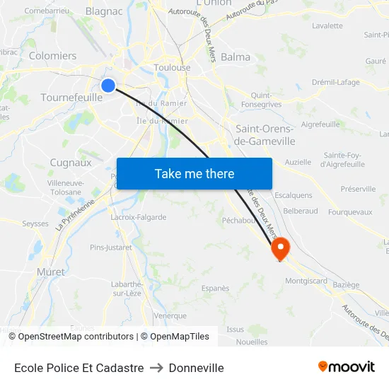 Ecole Police Et Cadastre to Donneville map