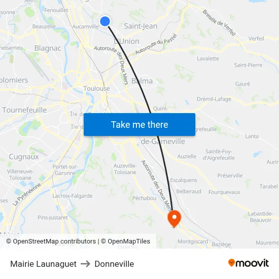 Mairie Launaguet to Donneville map