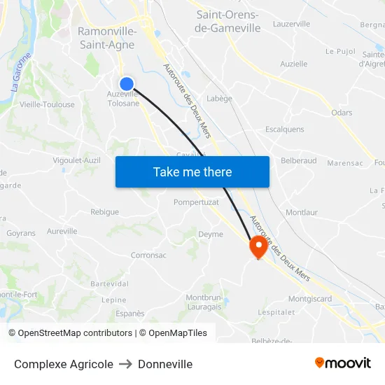 Complexe Agricole to Donneville map