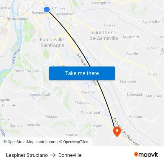Lespinet Struxiano to Donneville map