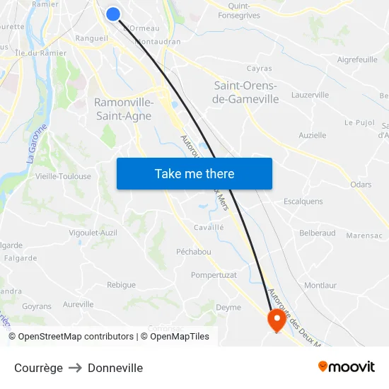 Courrège to Donneville map