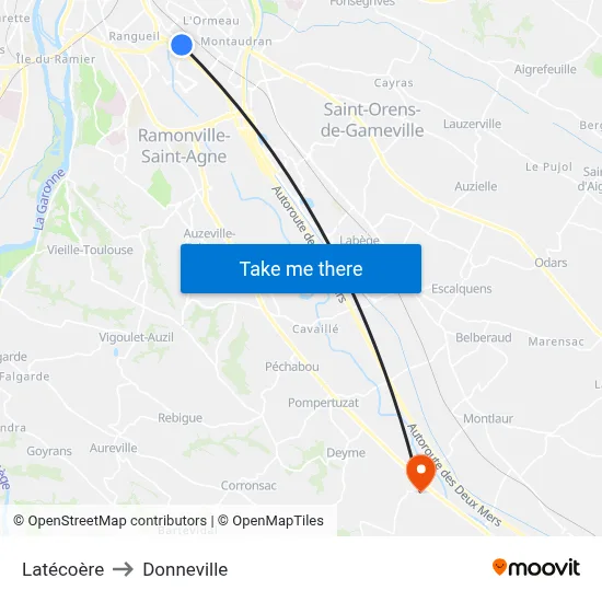 Latécoère to Donneville map