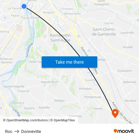 Roc to Donneville map