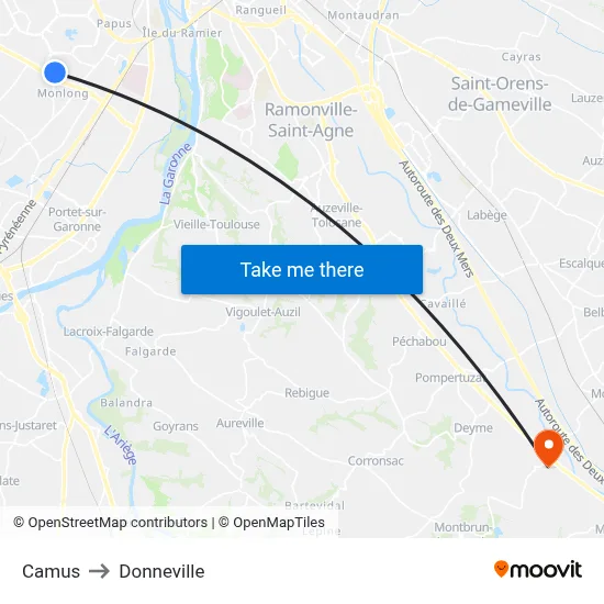 Camus to Donneville map