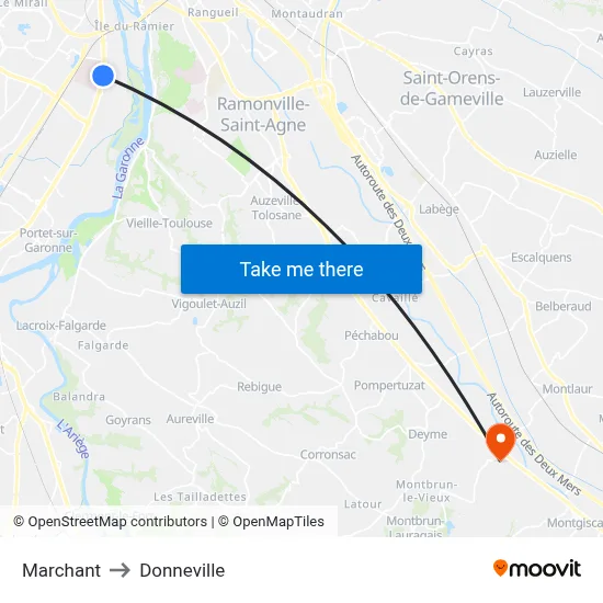 Marchant to Donneville map