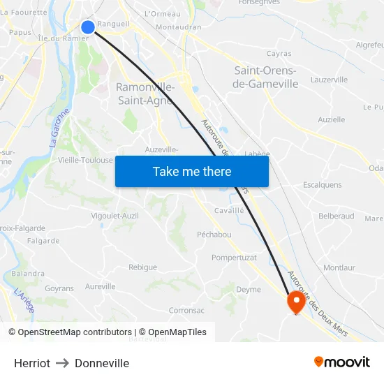 Herriot to Donneville map