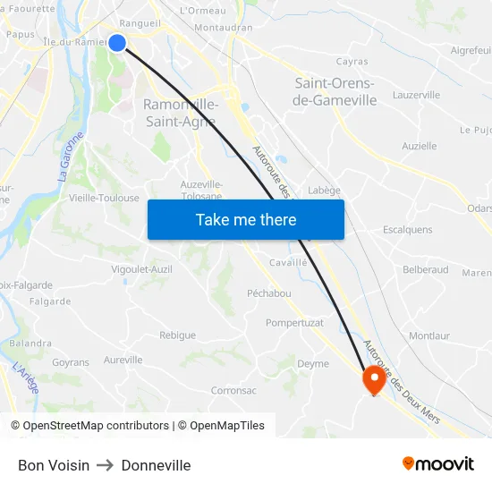 Bon Voisin to Donneville map