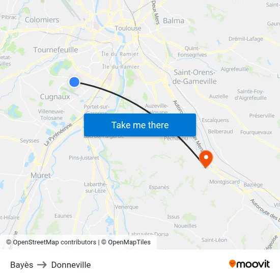 Bayès to Donneville map