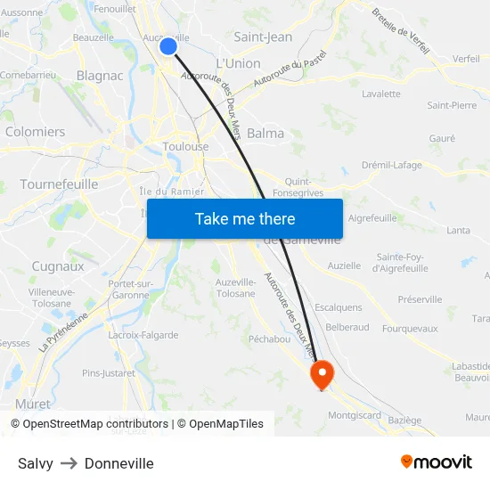 Salvy to Donneville map
