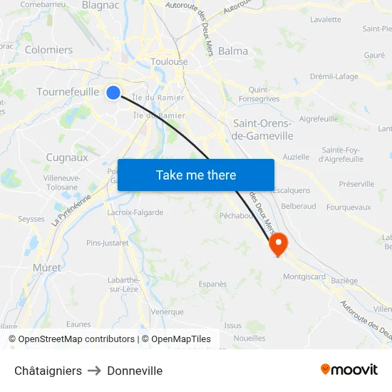 Châtaigniers to Donneville map
