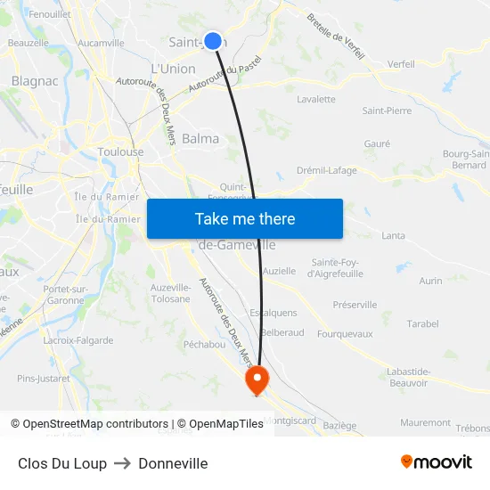 Clos Du Loup to Donneville map