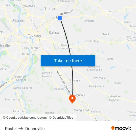 Pastel to Donneville map
