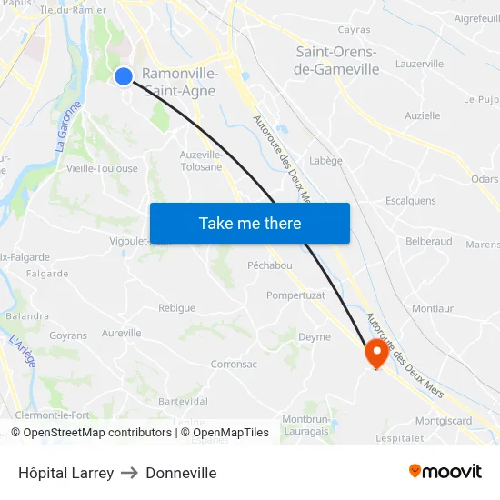 Hôpital Larrey to Donneville map