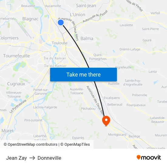 Jean Zay to Donneville map