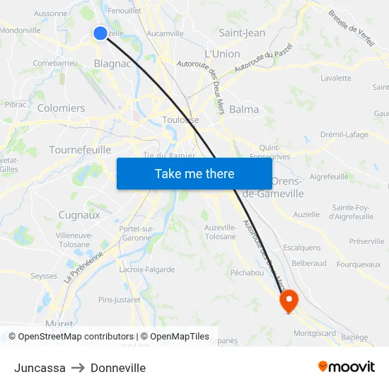 Juncassa to Donneville map