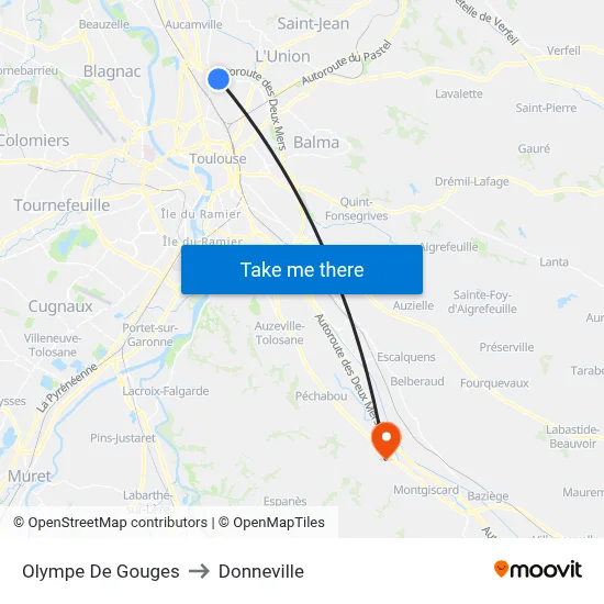 Olympe De Gouges to Donneville map