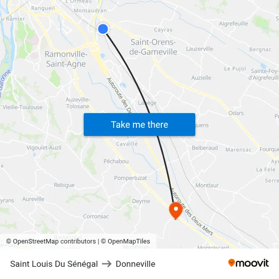 Saint Louis Du Sénégal to Donneville map