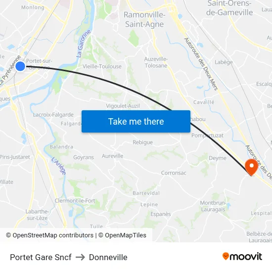Portet Gare Sncf to Donneville map
