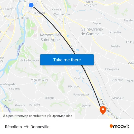 Récollets to Donneville map