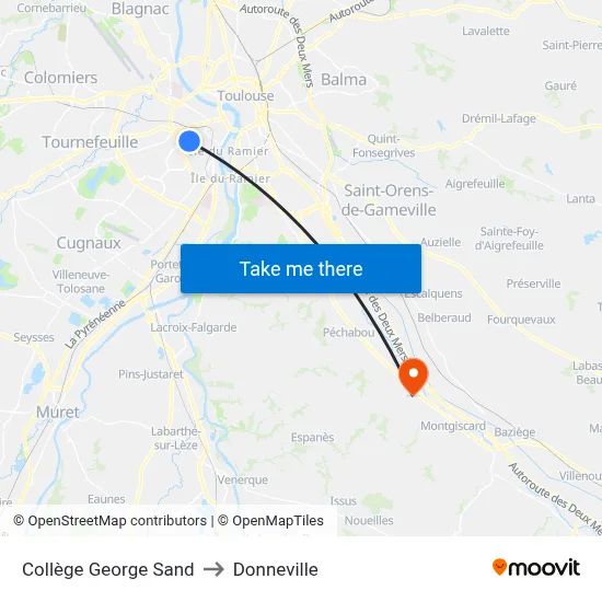 Collège George Sand to Donneville map