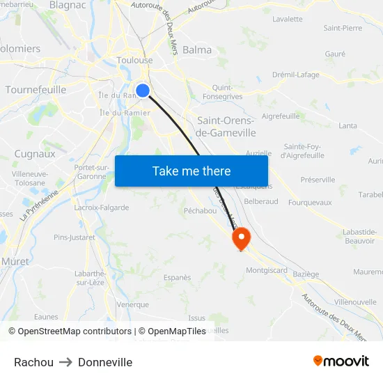 Rachou to Donneville map