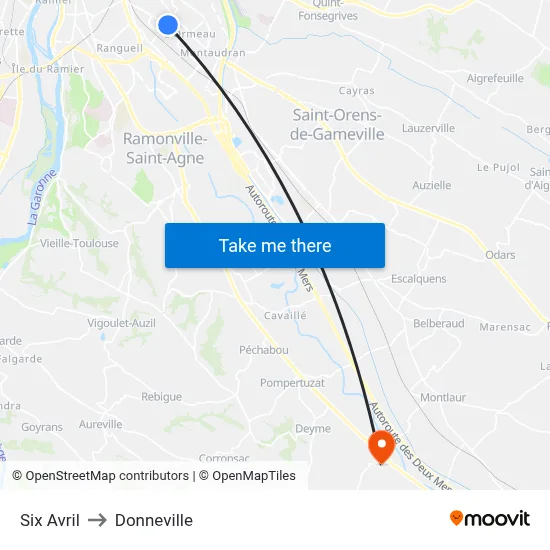 Six Avril to Donneville map