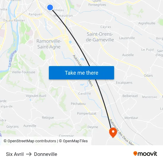 Six Avril to Donneville map