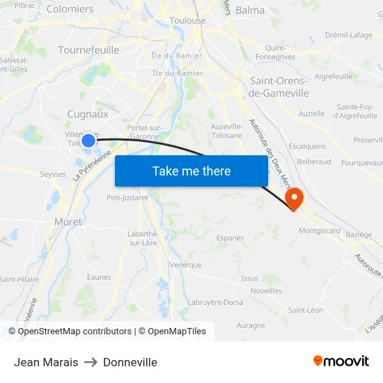 Jean Marais to Donneville map