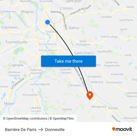 Barrière De Paris to Donneville map