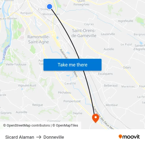 Sicard Alaman to Donneville map
