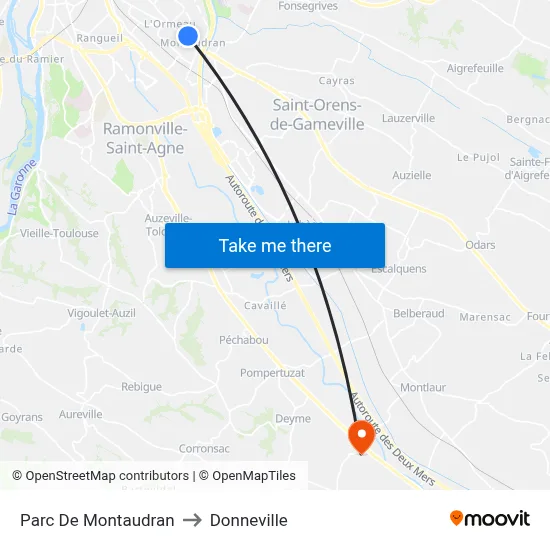 Parc De Montaudran to Donneville map