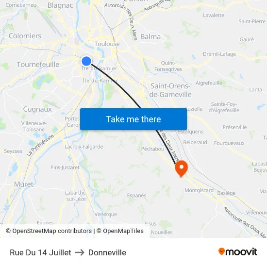 Rue Du 14 Juillet to Donneville map