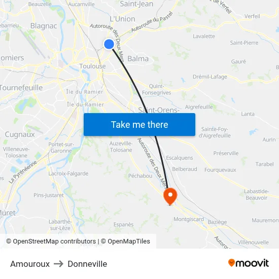 Amouroux to Donneville map