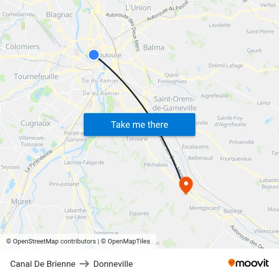 Canal De Brienne to Donneville map