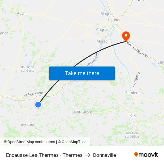 Encausse-Les-Thermes - Thermes to Donneville map