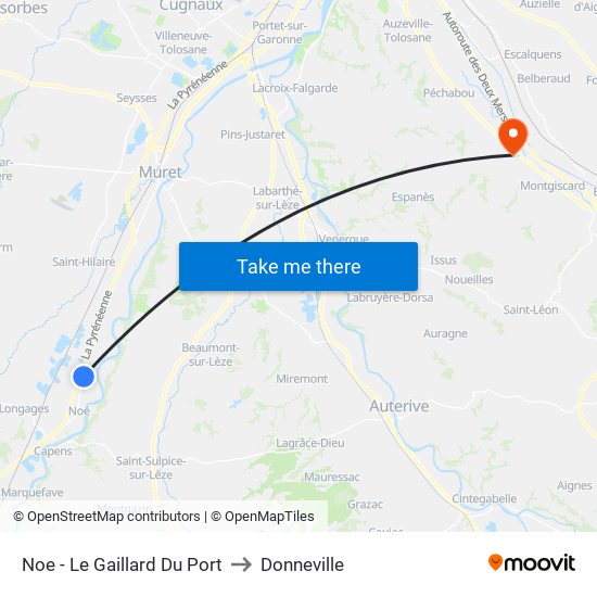 Noe - Le Gaillard Du Port to Donneville map