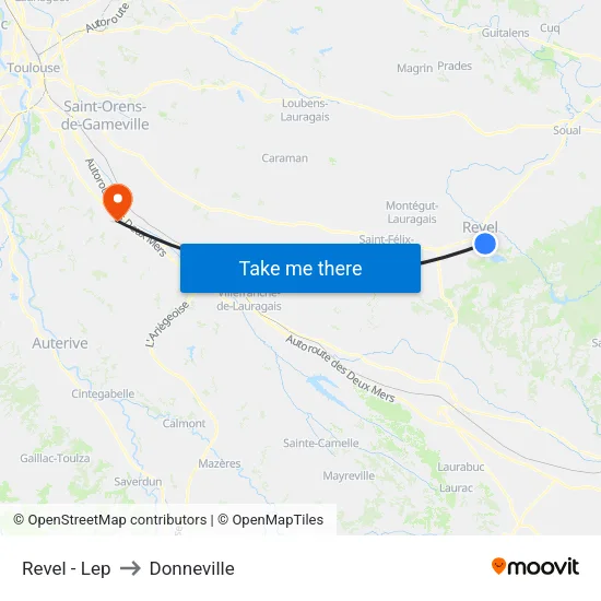 Revel - Lep to Donneville map