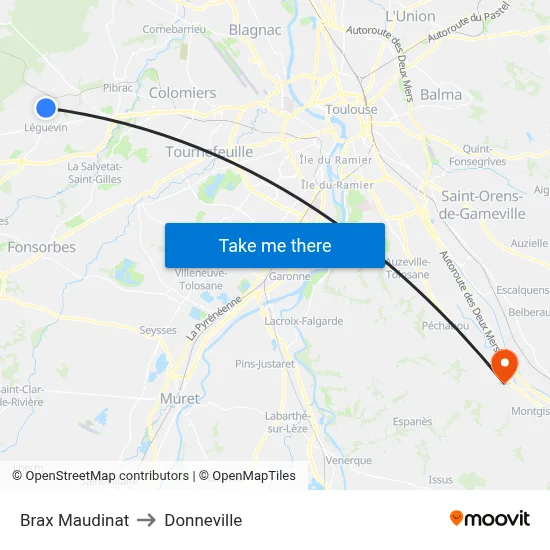 Brax Maudinat to Donneville map
