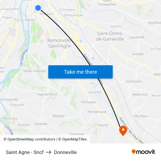 Saint Agne - Sncf to Donneville map