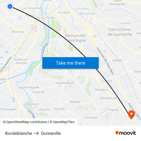 Bordeblanche to Donneville map