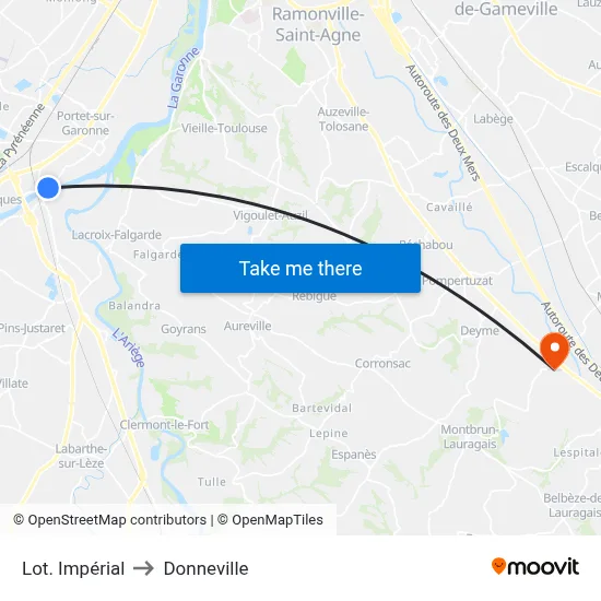 Lot. Impérial to Donneville map