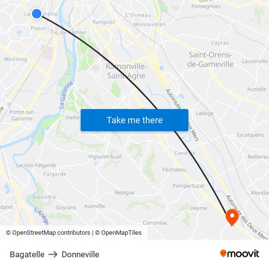 Bagatelle to Donneville map
