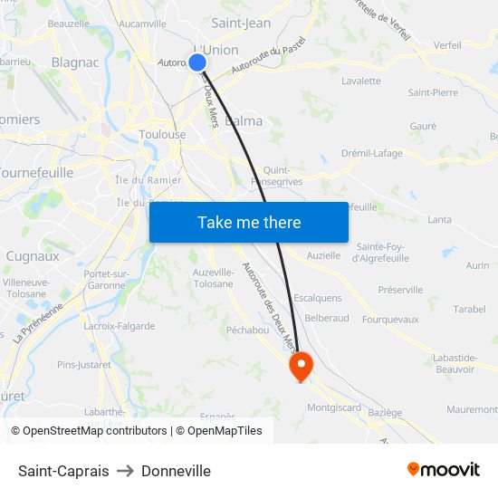 Saint-Caprais to Donneville map