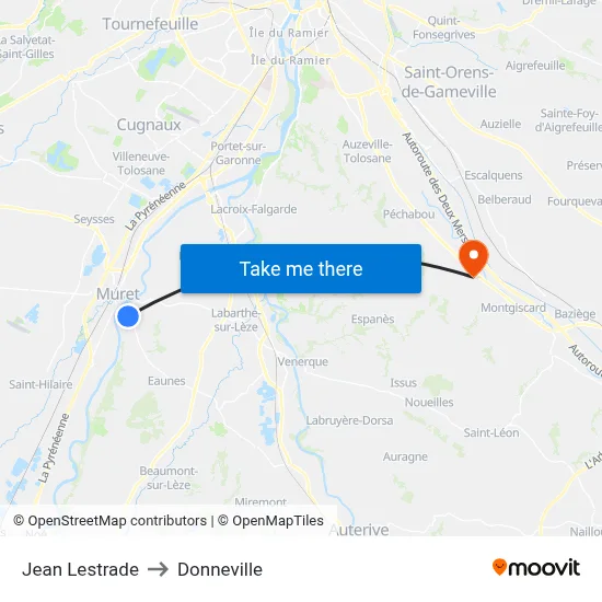 Jean Lestrade to Donneville map