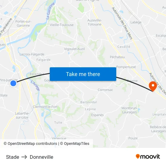 Stade to Donneville map