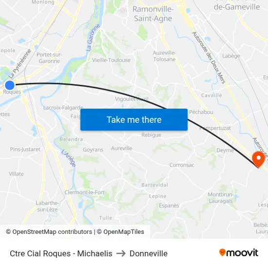 Ctre Cial Roques - Michaelis to Donneville map