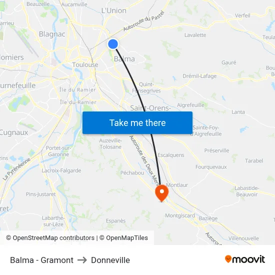 Balma - Gramont to Donneville map