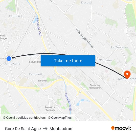 Gare De Saint Agne to Montaudran map