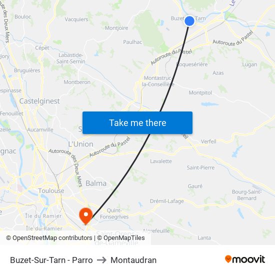 Buzet-Sur-Tarn - Parro to Montaudran map